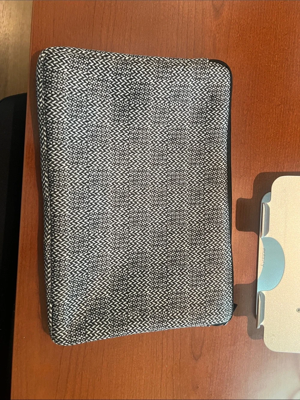 Burton Black & White Woven Laptop Sleeve with Patch Detail